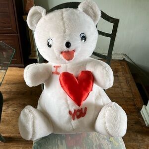 Life-sized Teddy Bear White and red 2 feet tall.  Cute